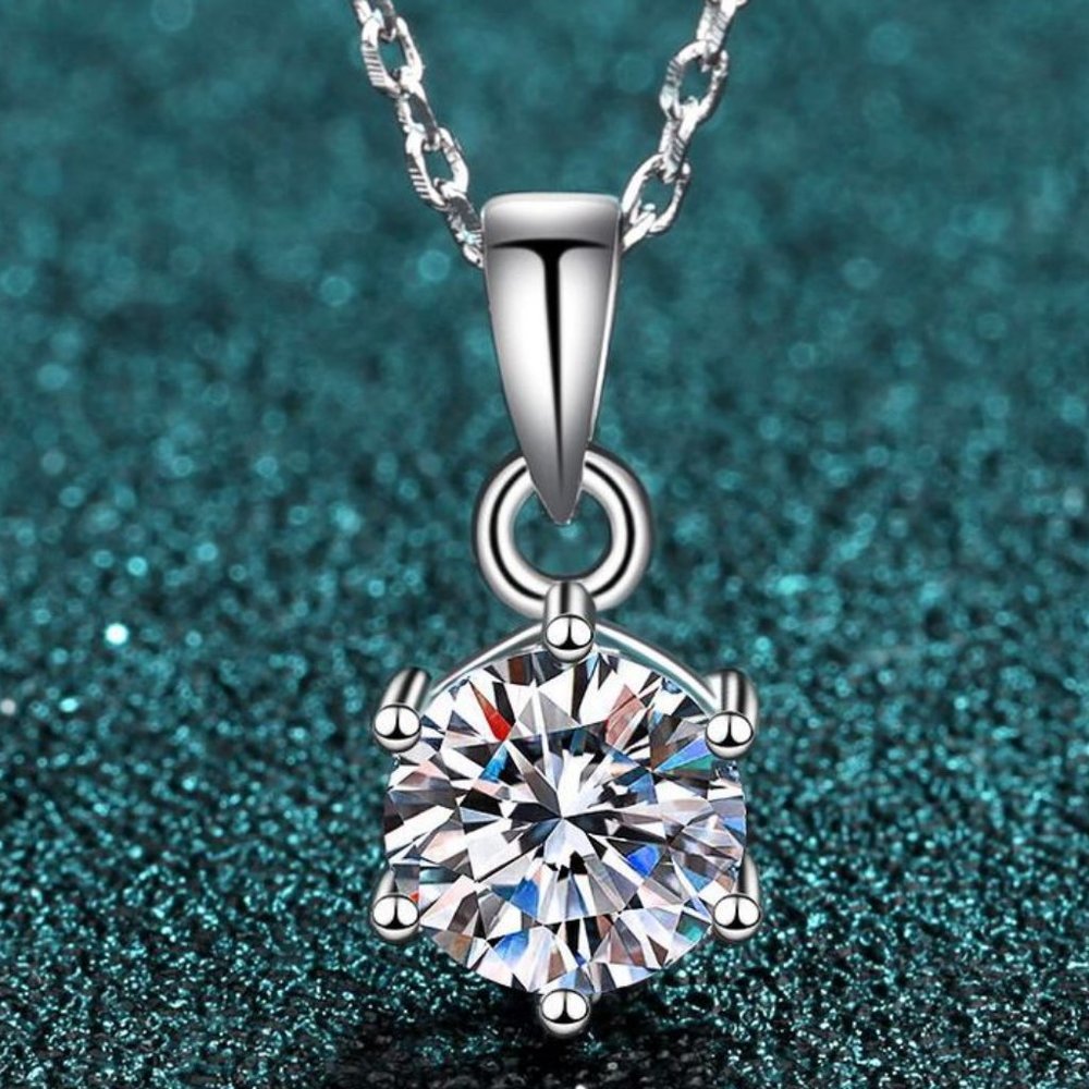 Certified 5ct. t.w. Diamond Moissanite Solitaire Necklace NEW - Picture 3 of 10
